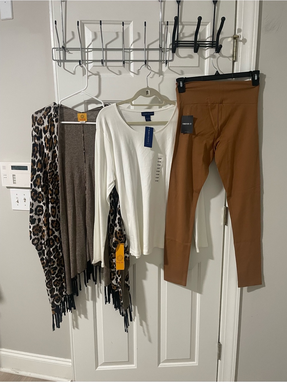 Everyday nwt High-Rise Brown Leggings l/xl fringy cardigan Kim rogers nwt top